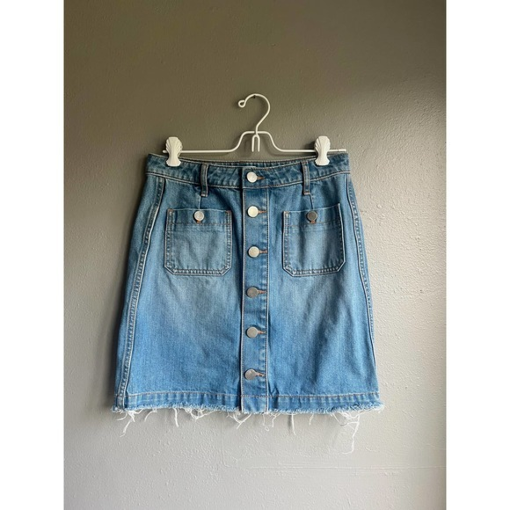 Ann Taylor‎ Loft Denim Skirt Button Detail Women 2